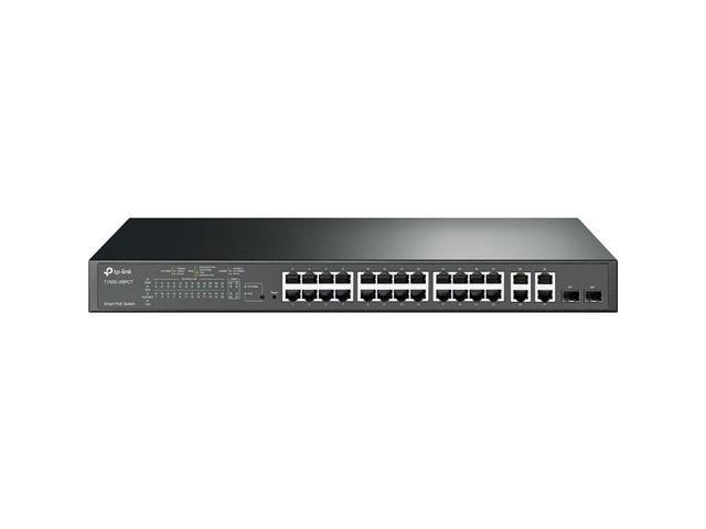 TP-Link 24-Port 10/100Mbps + 4-Port Gigabit Smart PoE+ Switch - 24 Ports - Manageable - 2 Layer Supported - 2 SFP Slots - 18.80 W Power Consumption...