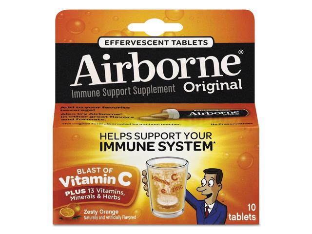 Airborne 30004 - Immune Support Effervescent Tablet, Orange, 10/Box