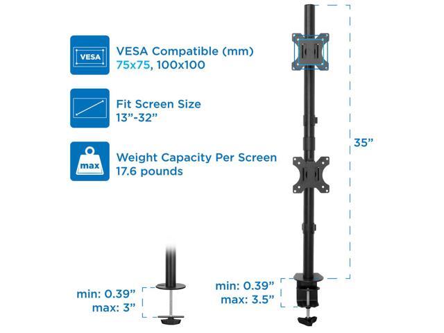 Mount-It! - Vertical Dual Monitor Mount up to 32" - Black - image 7
