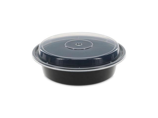 Pactiv VERSAtainers 1-Comp Black/Clear 24oz 7'dia 150/Carton NC723B