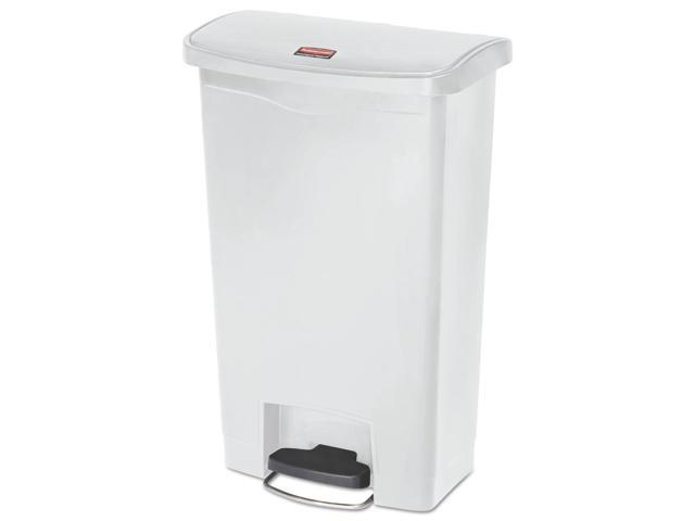Rubbermaid - FG1883557 - Slim Jim Resin Step-On Container, Front Step Style, 13 gal, White
