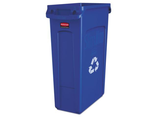 Rubbermaid Commercial 354007BE Slim Jim Recycling Container w/Venting Channels, Plastic, 23 gal, Blue