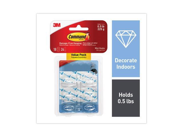 Command Clear Hooks & Strips Plastic Mini 18 Hooks & 24 Strips/Pack 17006CLRVP