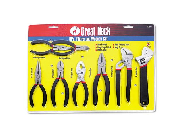 Great Neck 8-Piece Steel Pliers and Wrench Tool Set 87900