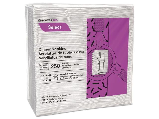 Cascades PRO Select Dinner Napkins 1-Ply White 15.5 x 16 250/Pack 12/Carton N050