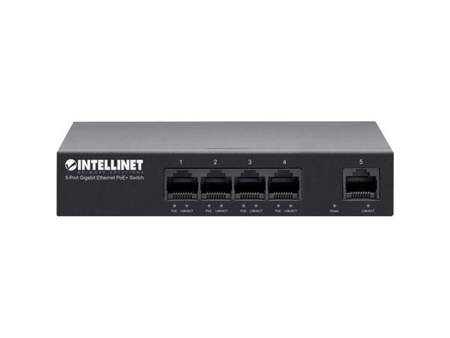 Intellinet 5-Port Gigabit Ethernet PoE+ Switch, Four PSE PoE+ Gigabit Ports, One Gigabit Port, PoE Power Budget of 40 W, IEEE 802.3at/af Compliant,...