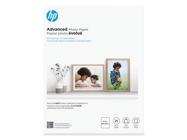 HP Advanced Photo Paper, Glossy, 65 lb, 8 x 10 in., 203 x 254 mm, 25 sheets