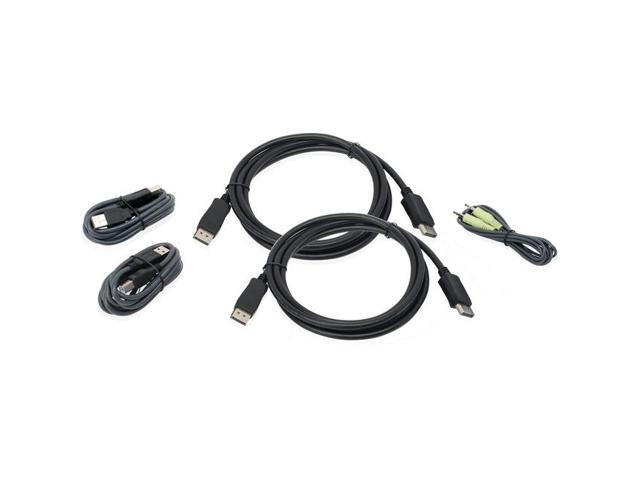 IOGEAR G2L9202UTAA3 6ft Dual View DisplayPort, USB KVM Cable Kit with Audio (TAA) - 1 PACK