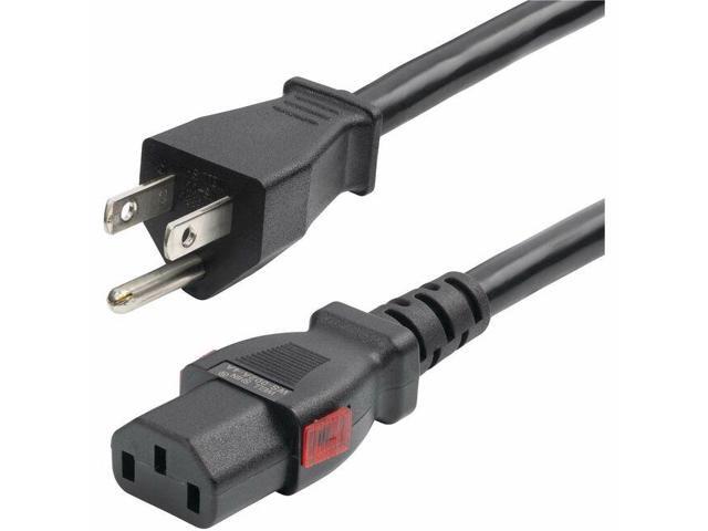 StarTech 12ft 3.6m Heavy Duty Power Cord NEMA 5-15P to Locking C13 AC Power Cable 15A 125V 14AWG UL Listed Components 27LC4B00POWERCORD