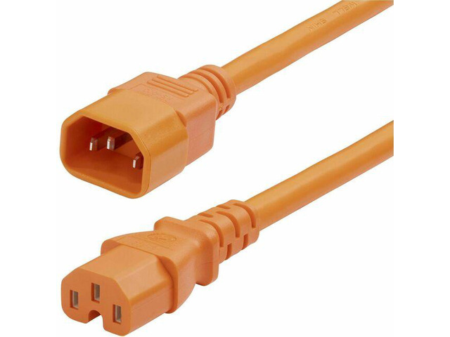 StarTech 6ft 1.8m Heavy Duty PDU Power Cord IEC 60320 C14 to C15 15A 250V 14AWG Orange Power Cable UL Listed Components 8915460QPOWERCORD