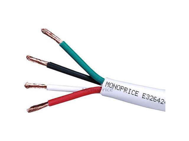 Monoprice Access Series 18 Gauge AWG CL2 Rated 4 Conductor Speaker Wire / Cable - 100ft Fire Safety In Wall Rated, Jacketed In White PVC Material...