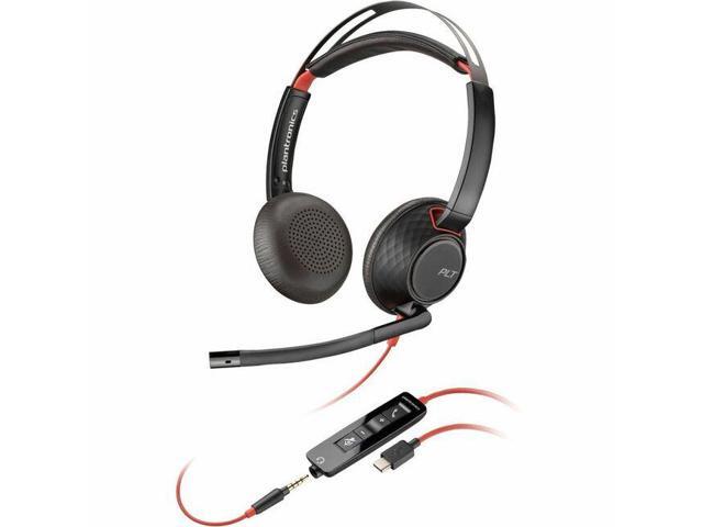 Plantronics Poly Blackwire 5220 Stereo USB-C Headset +3.5mm Plug +USB-C/A Adapter