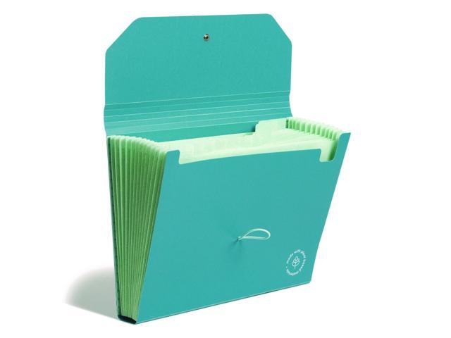 U-Eco 13-Pocket Expandable File 9.75' Expansion 13 Sections; Button/Elastic Closure 1/12-Cut Tabs Letter Size Ocean 6594U0112