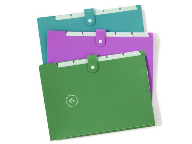 U-Eco Six-Pocket Expandable Folder 4.5' Expansion 6 Sections Snap Button Closure 1/6-Cut Tabs Letter Size 3/Pack 6592U0112