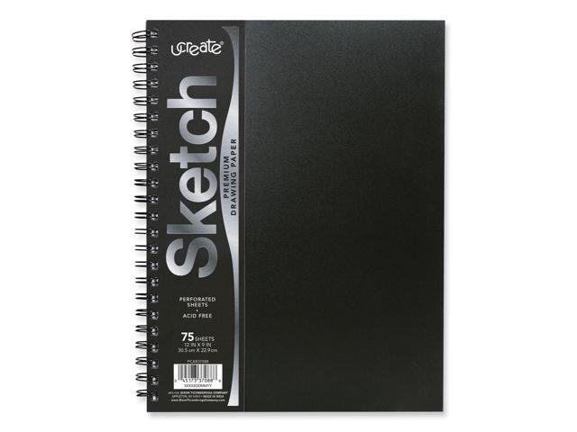 UCreate Poly Cover Sketch Book 43 lb Cover Paper Stock Black Cover 75 12 x 9 Sheets PCAR37088