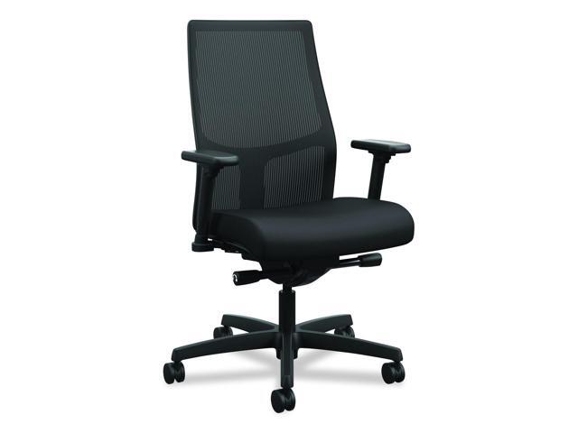 HON Ignition HIWMMKD Task Chair 2.0 - 4-Way Stretch Mid-Back Mesh Task Chair - Supports 300 lb - 17' to 21' Seat Height - Black Seat/Back Black...