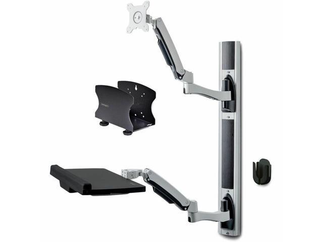 StarTech Wall Mount Workstation VESA Mount 22lb/10kg Fully Articulating Monitor Mount/Keyboard Tray Standing Desk w/PC Bracket TAA 2PASTSCWALLMOUNT