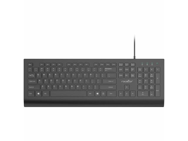 Rocstor Premium K10 USB Wired Keyboard - 104 Key Function - Cable Connectivity - USB Type A Interface - 104 Key - Windows 11, Windows 10, Windows.