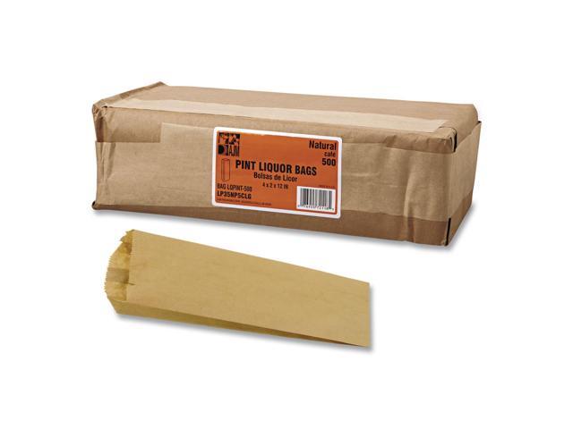 Grocery Pint-Sized Paper Bags for Liquor Takeout, 35 lb Capacity, 3.75' x 2.25' x 11.25', Kraft, 500 Bags 40032