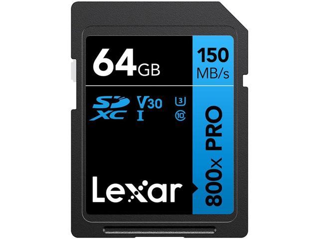 Lexar High-Performance 800x PRO BLUE Series 64GB SDXC Memory Card Class 10 UHS-I V30 (LSD0800P064G-BNNNU)