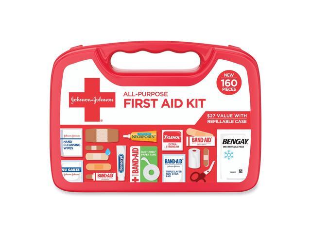 Johnson & Johnson All-Purpose Portable Compact Emergency First Aid Kit, 160 pc