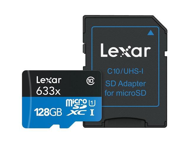 Lexar High-Performance 633x BLUE Series 128GB microSDXC Memory Card with Adapter Class 10 UHS-I V30 2/Pack (LSDMI128-B2U633)