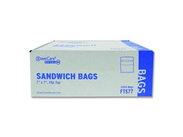 Royal Light Duty Flip Top Sandwich Bags 7x7 Clear 2000Ct FTS77