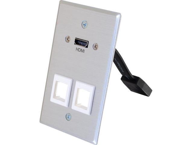 HDMI & REG; PASS THROUGH SINGLE GANG WALL PLATE WITH TWO KEYSTONES - ALUMINUM