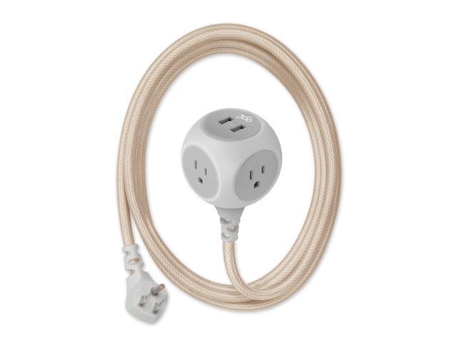 360 Electrical 6ft 3-Outlet Habitat Braided Extension Cord w/ 2 USB, Gold