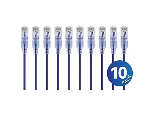 Monoprice Cat6A Ethernet Patch Cable - 3 Feet - Purple (10 Pack) Snagless RJ45 550Mhz UTP Pure Bare Copper Wire 10G 30AWG - SlimRun Series