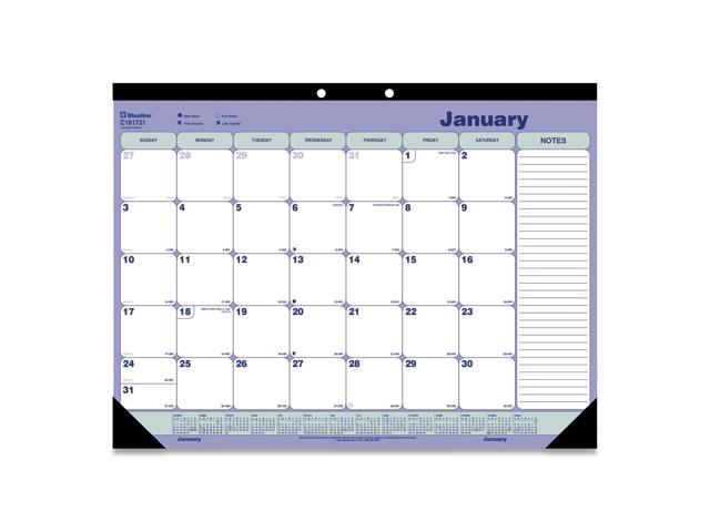 2026 Blueline Monthly Desk Pad Calendar, 21-1/4' x 16', Blue/White, January To December, C181731
