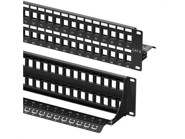 Cable Matters Rackmount or Wall Mount 2U 48 Port Keystone Patch Panel with Cable Management and Support Bar