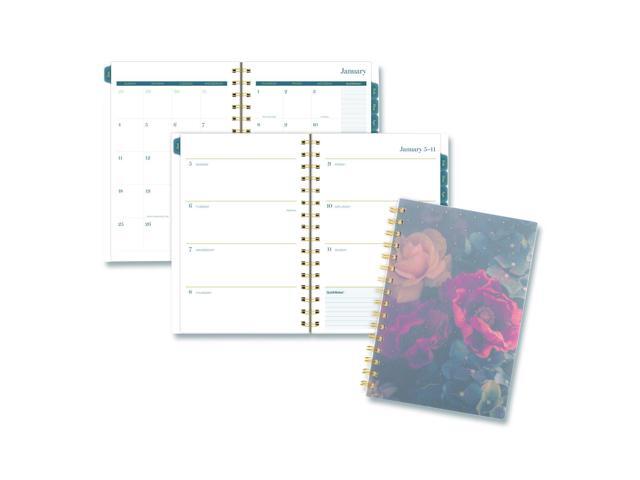 Midnight Garden Weekly/Monthly Planner 8.5 x 5.5 Floral Artwork Black/Pink/Green Cover 12-Month Jan-Dec: 2026 1768200