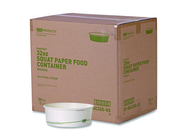 Eco EP-BSC32S-GS GreenStripe Paper Food Containers - 7.28' dia x, 2.48' - White - 300/Carton