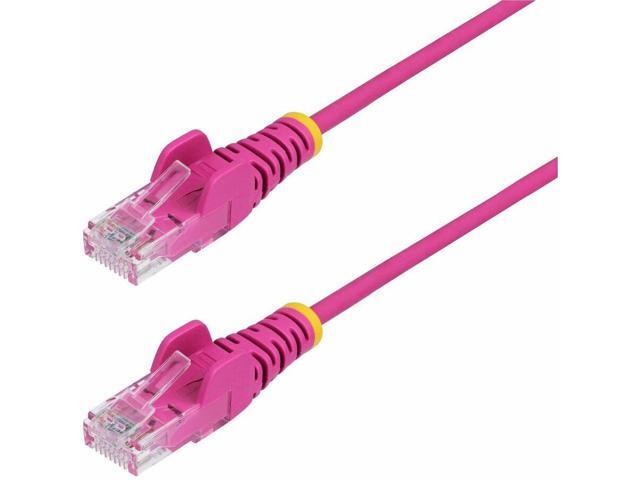 StarTech 25ft Pink Slim CAT6 Ethernet Cable, Snagless, 100W PoE, UTP, LSZH, 28AWG Pure Bare Copper Wire, Slim RJ45 Network Patch Cord w/Strain...
