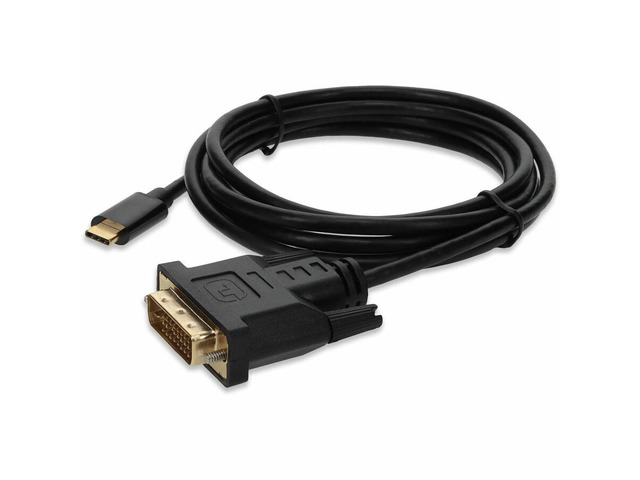 AddOn 6ft USB-C 3.1 to DVI-D Dual Link 24+1 pin Male to Male Black Cable