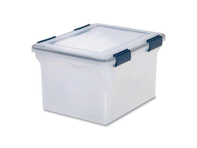 WEATHERTIGHT File Box Letter/Legal Files 15.5 x 17.9 x 10.8 Clear/Blue Accents 110601