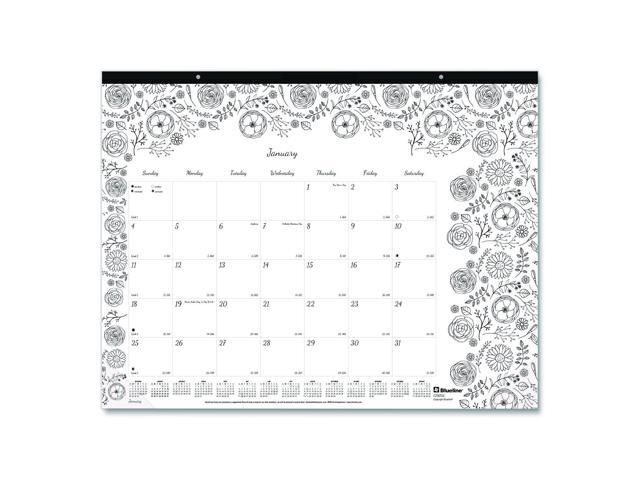 2026 Blueline DoodlePlan Monthly Desk Pad Coloring Calendar, 22' x 17', Motif, January To December, C2917311