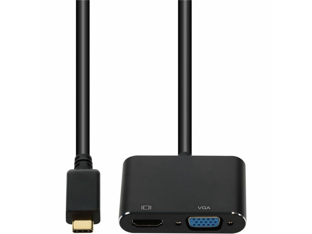 AddOn 8in USB-C Male to HDMI 4K VGA Female Hub with Aluminum Housing