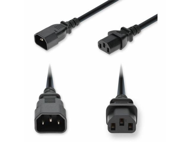AddOn 6ft C14 Male to C13 Female Standard Commercial 18 AWG 250V at 10A PVC SJT Service Junior Thermoplastic Black Power Cable