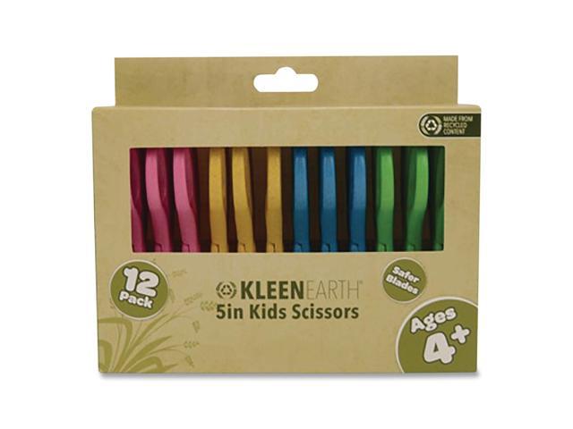 KleenEarth Rice Husk Kids Scissors Blunt Tip 5' Long Straight Assorted Color Handles 12/Pack 00850