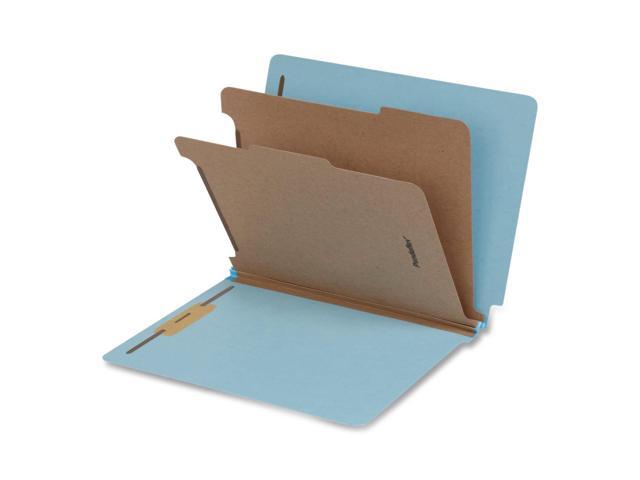Heavy-Duty Pressboard End Tab Classification Folders Expands 2' 2 Dividers 6 Fasteners Letter Size Light Blue 10/Box 1007077