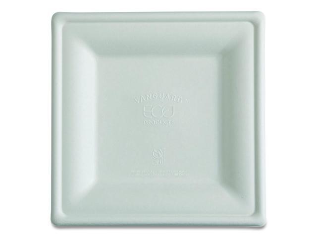 Vanguard Renewable and Compostable Sugarcane Plates 10 x 10 White 250/Carton EPP023NFA