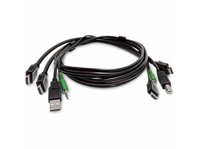 StarTech 10ft 3m Dual-HDMI KVM Cable USB 2.0 3.5mm Audio Universally Compatible Combo Cable for KVM Switches TAA SK2HDMMKVM10TAA