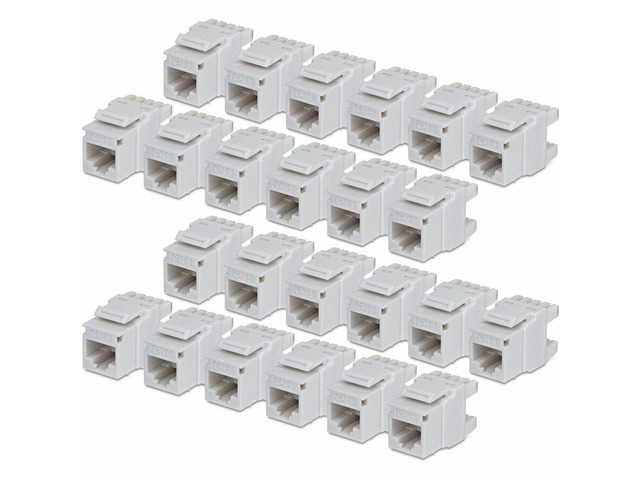 StarTech Cat6 Keystone Jack 24-Pack RJ45 Ethernet Keystone Jacks UTP Cat6 Wall Jack 180-Degree 110 Punch Down White