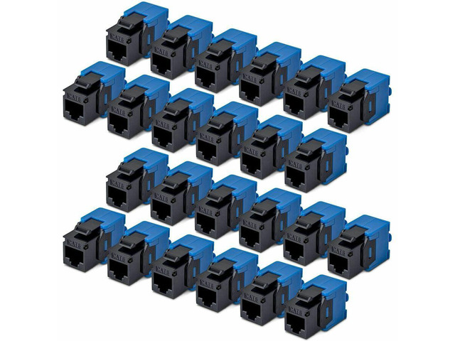 StarTech Cat6 Keystone Jack 24-Pack RJ45 Ethernet Keystone Jacks UTP Cat6 Wall Jack 180-Degree Toolless Black