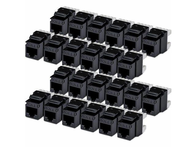 StarTech Cat6 Keystone Jack 24-Pack RJ45 Ethernet Keystone Jacks UTP Cat6 Wall Jack 180-Degree 110 Punch Down Black