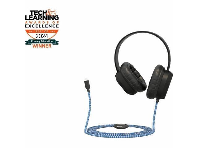 MAXCases Extreme Headset w/braided cable inline volume control and built-in microphone w/USB-C connector Black MCHPXUSBC