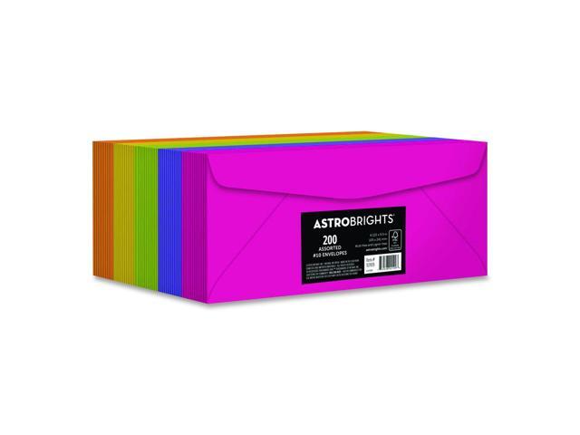 Astrobrights Color 10 Envelopes, 4.125' x 9.5', 24 Lb/89 Gsm, 'Happy' 5-Color Assortment, 200 Pack (92109)