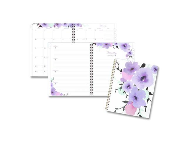 Mina Weekly/Monthly Planner Floral Artwork 11 x 8.5 White/Violet/Peach Cover 12-Month Jan to Dec: 2026 1134905